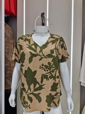 Lino estampado c/lycra escote V