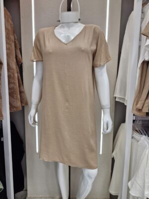 Vestido lino c/lycra escote V